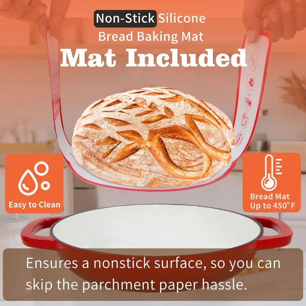 Dutch Oven For Sourdough Baking - with Silicone Mat,