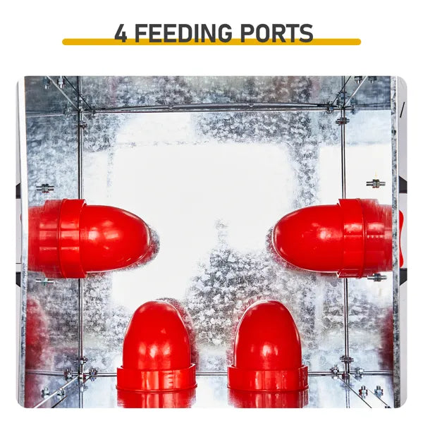 Chicken Feeder, Rodent Proof, 4 Ports With Handles And Lid