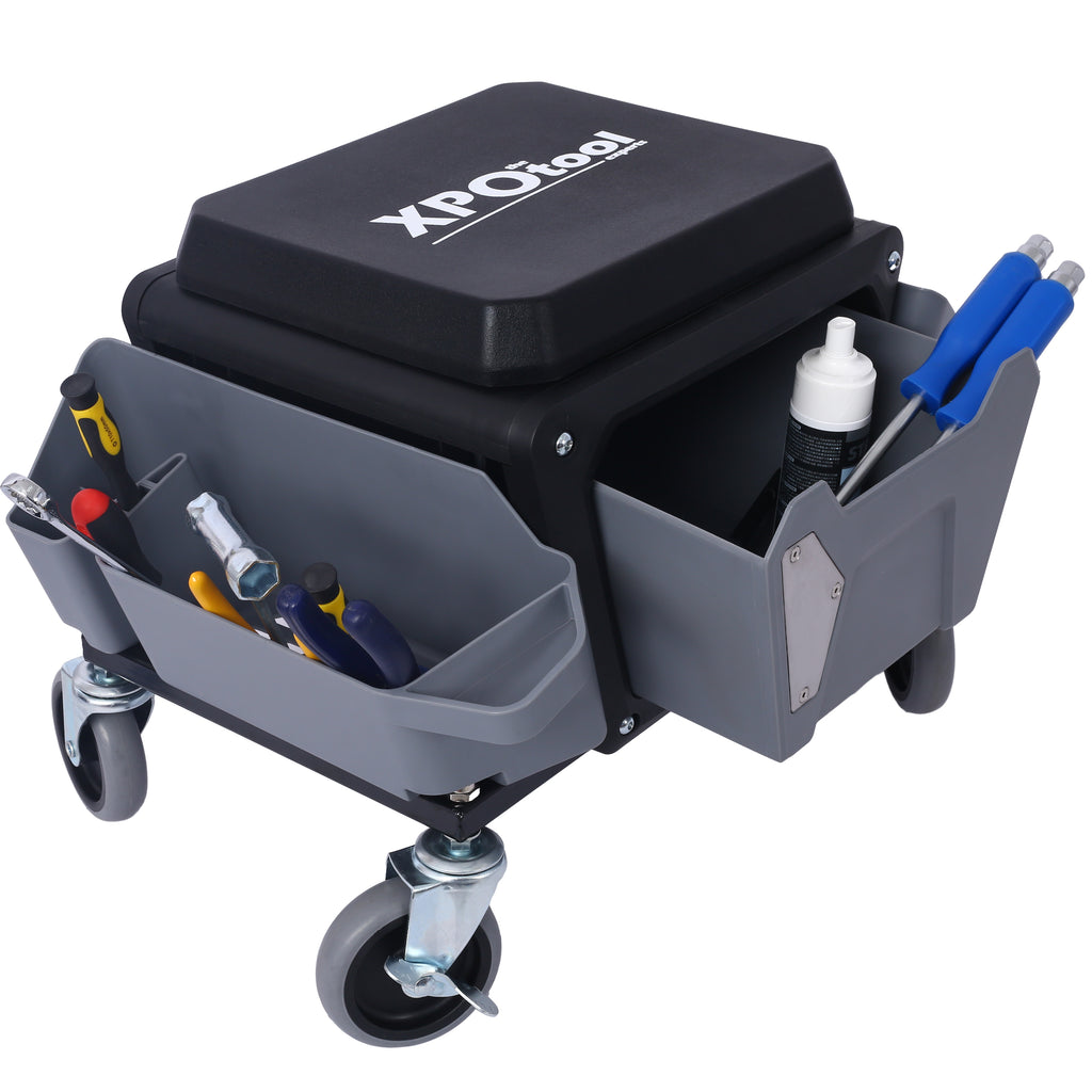 Heavy Duty Mechanic Stool, 330 Lbs Weight Capacity, Garage Stool With Wheels