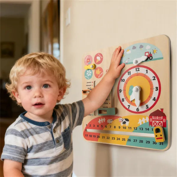Montessori Wooden Time, Seasons, Months Learning Board