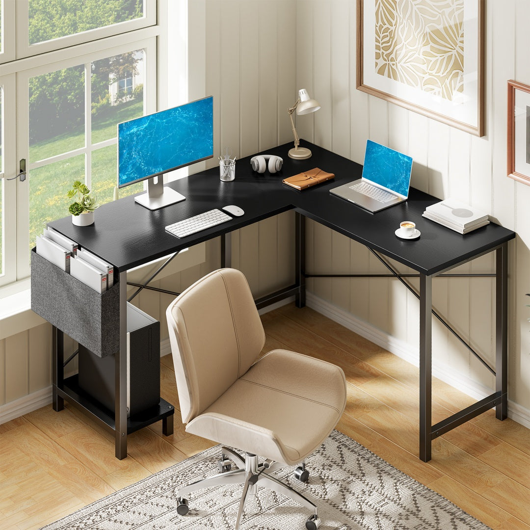 49-Inch L Shaped Desk With CPU Stand & Side Bag