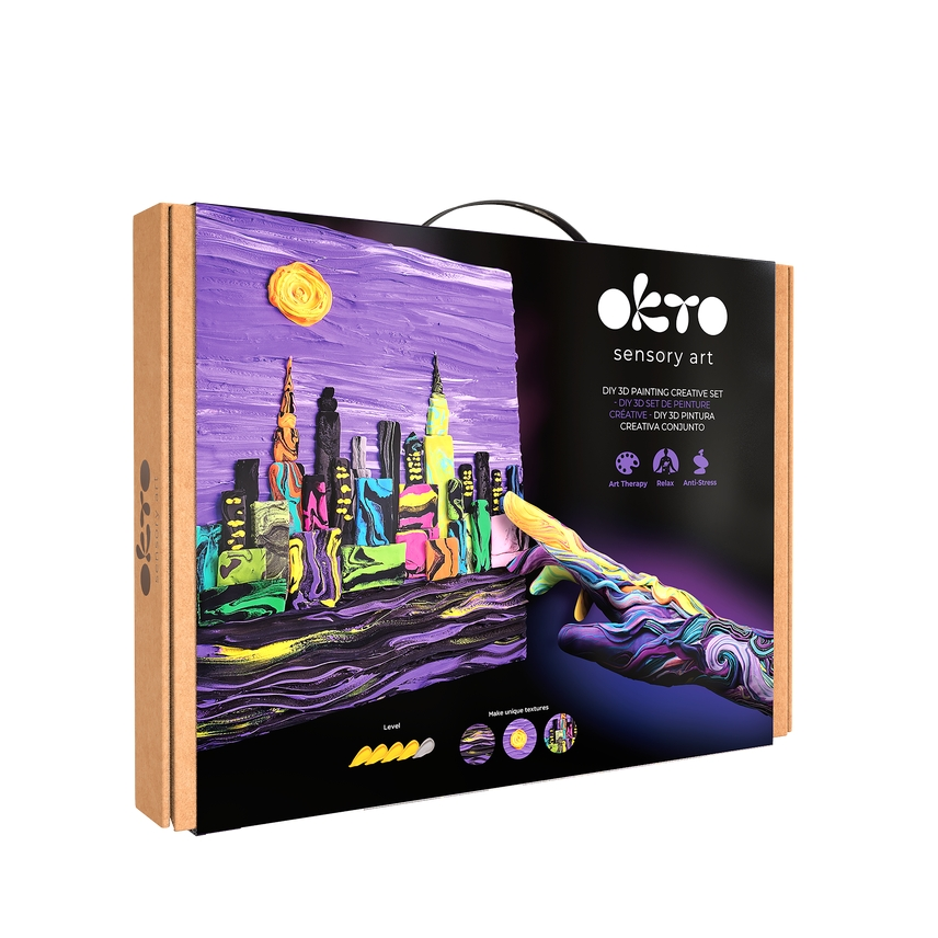 Travel the World with OKTO - Sculpt the New York City Skyline with OKTO Sensory Art 3D Clay Painting 16.x12 Inches