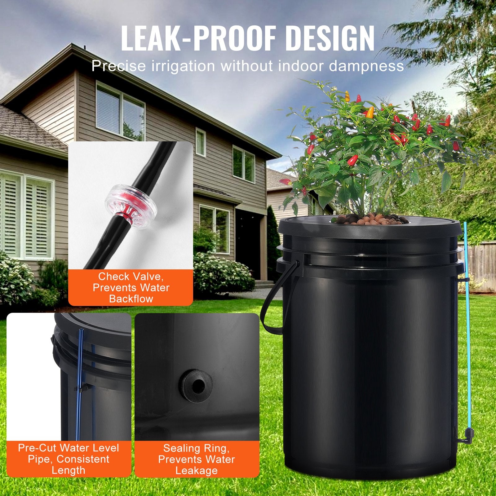 DWC Hydroponic System, 5 Gallon 4 Buckets