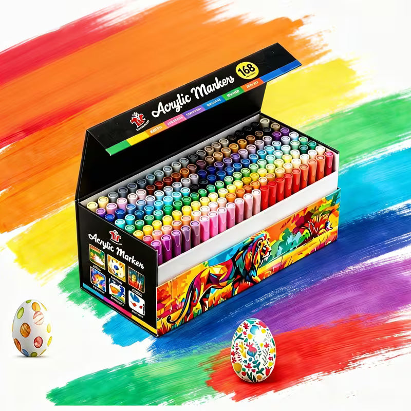 168 Color Brush Tip Acrylic Paint Set