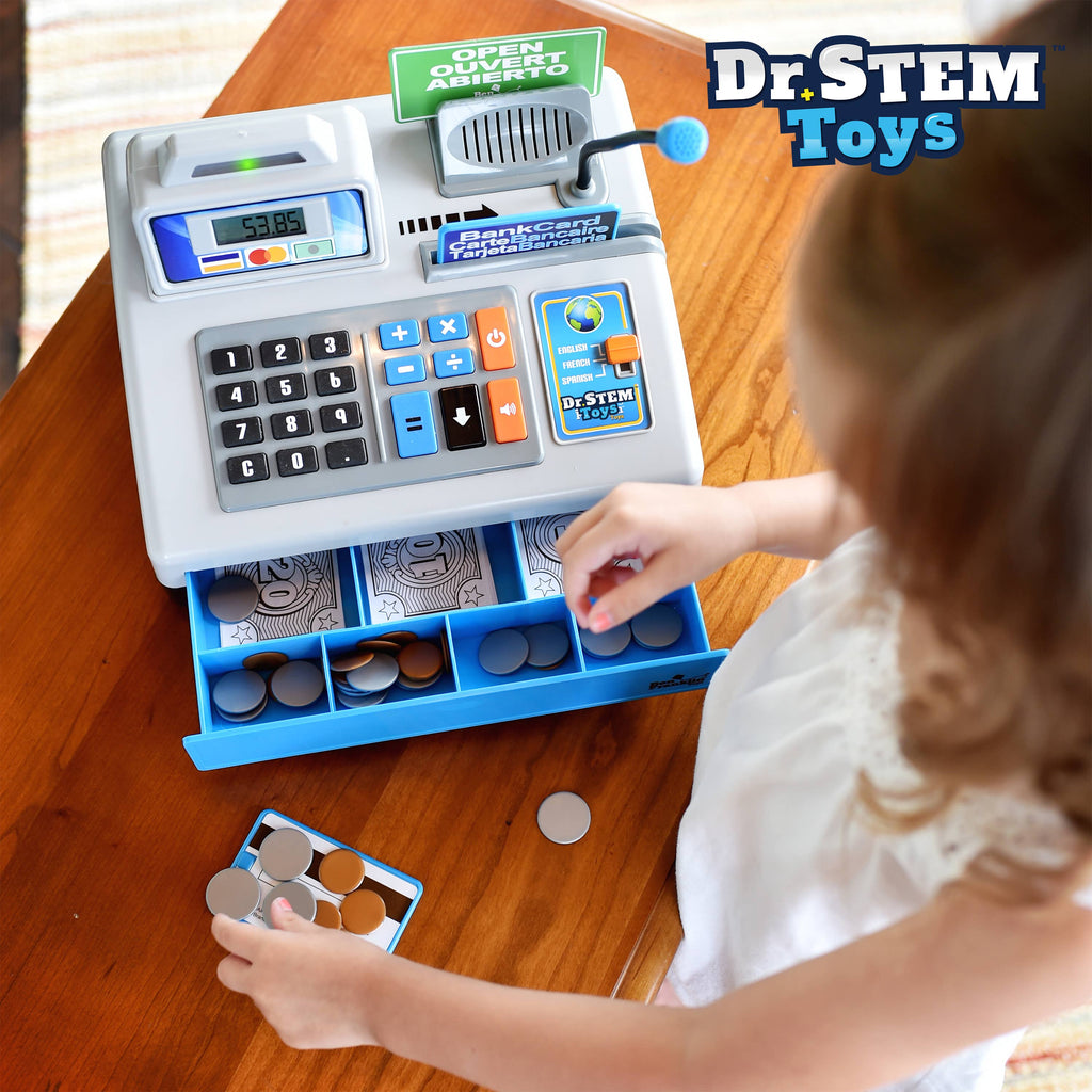 Dr. STEM Talking Working Cash Register Counts Real Money