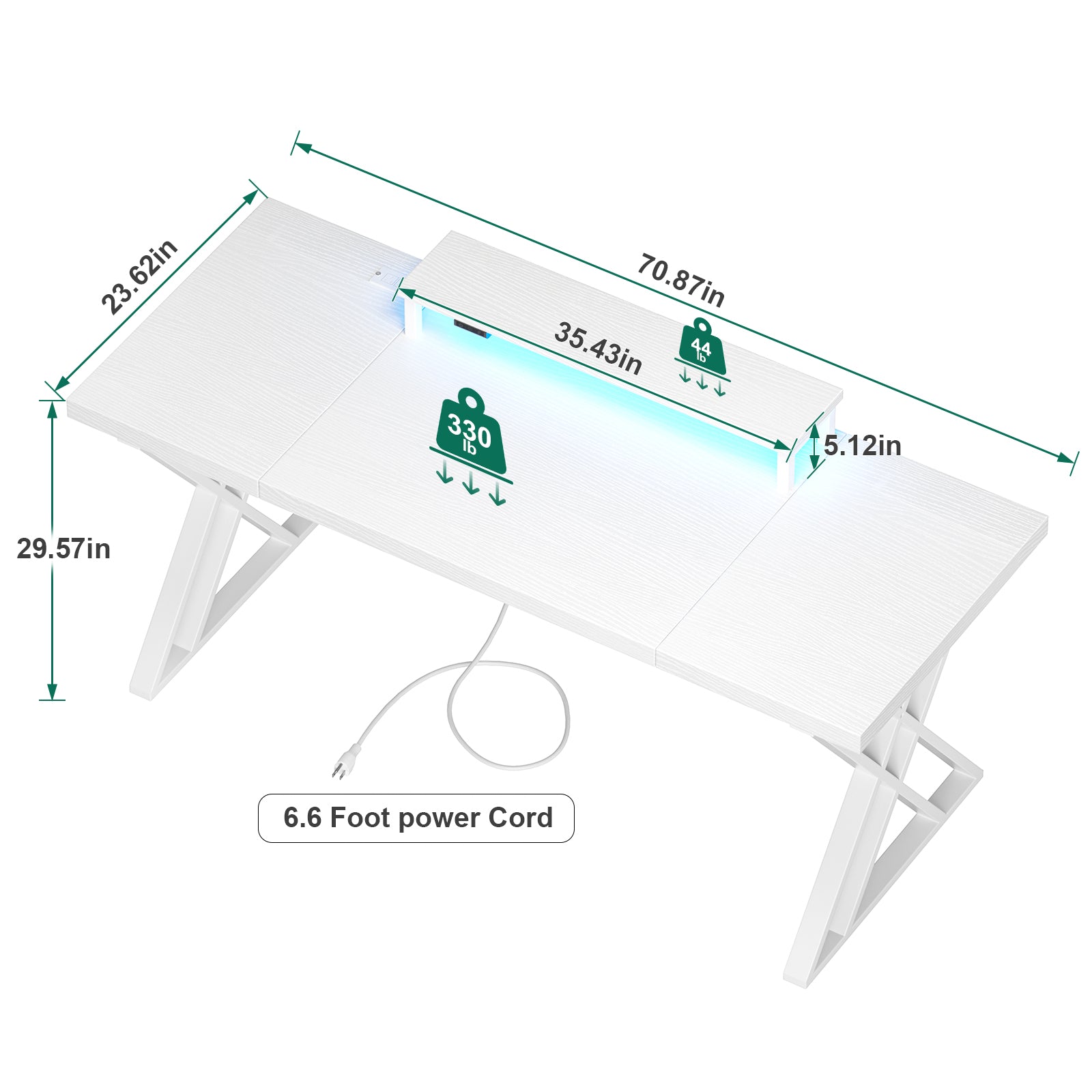 Thick Desktop Board Desk - WHITE