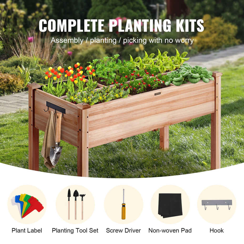 Wooden Raised Garden Bed Planter Box 47.2x22.8x30' Flower Vegetable Herb