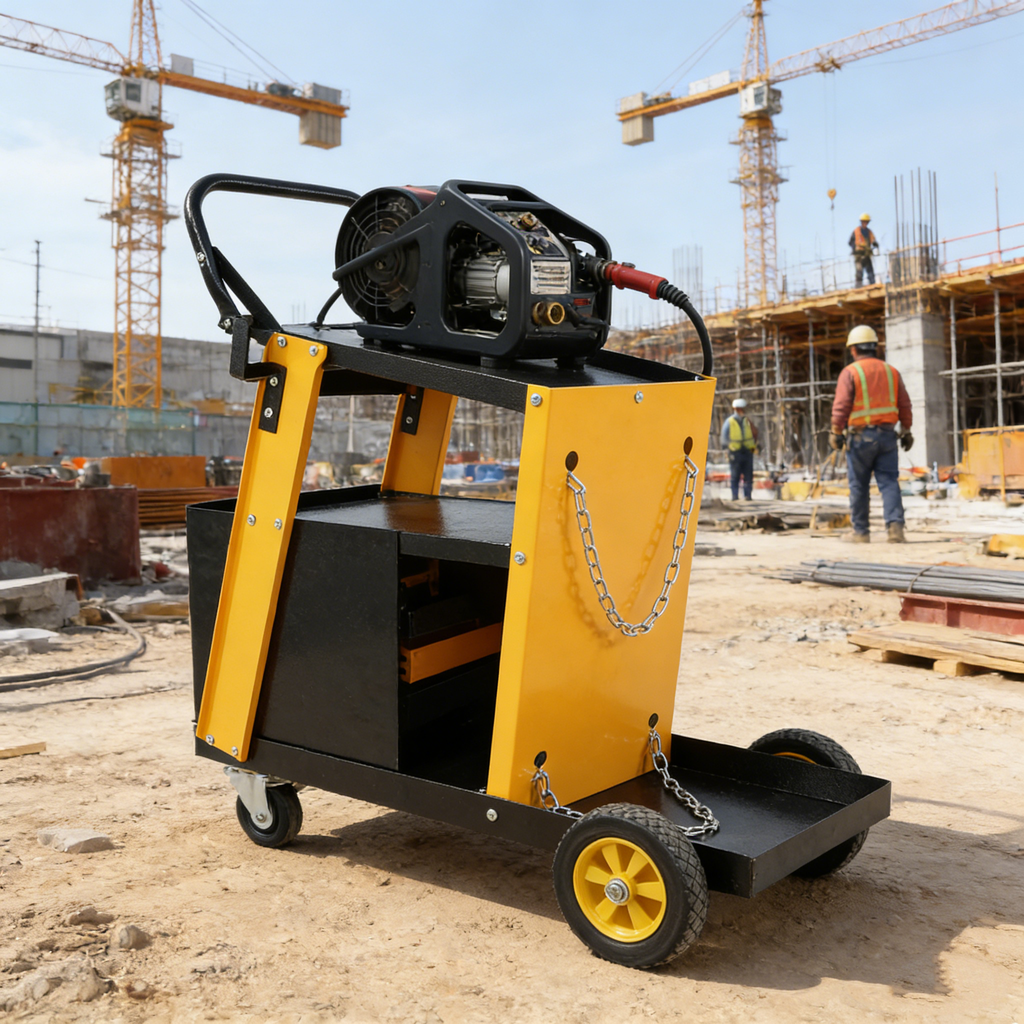 Multi-function Welder Trolley, MIG TIG  Plasma Cutter Storage Tank With 2 Safety Chains, Portable 4-drawer Chest, Weight 280 LBS