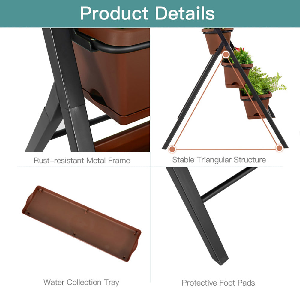 5-tier Vertical Garden Planter Box Elevated Raised Bed With 5 Container