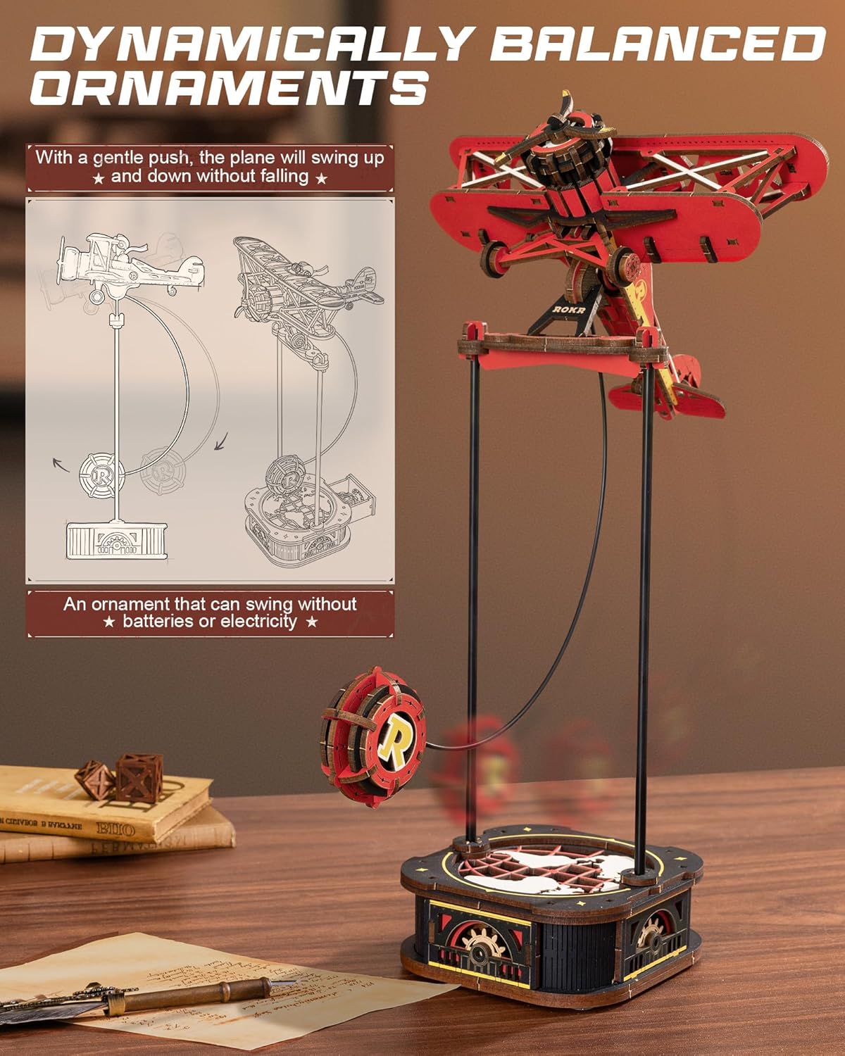 3D Wooden Puzzle Kit - Gravity Swing Series With Moving Mechanism, Challenging DIY Building Project