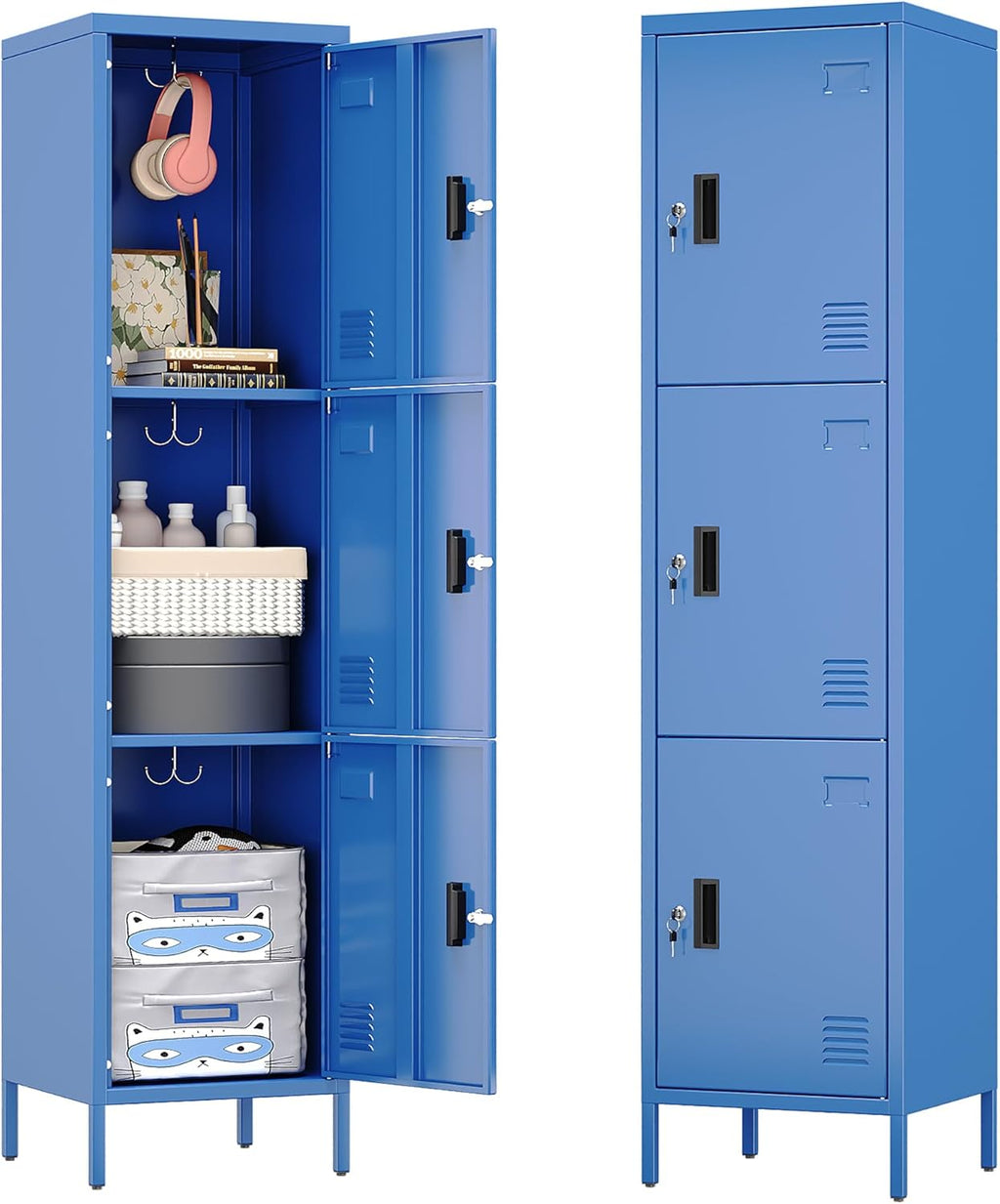 Aobabo Door Metal Storage Locker With Lock, Assembly Required, Blue