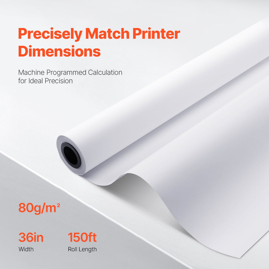 Wide Format Paper, 36 In X 150 Ft Plotter Paper, 4 Rolls CAD Bond Rolls With 2 In Core, 20 LB Bond Paper Rolls For CAD Drawings, Engineering Plans, GIS Maps & Architectural Designs