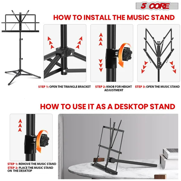 5 Core Music Stand Adjustable