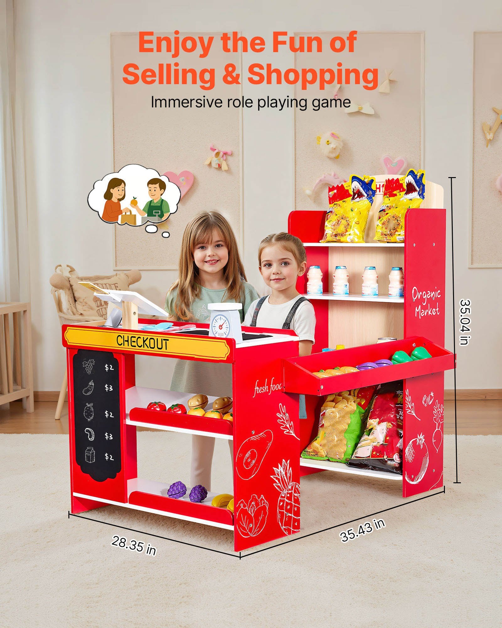 Supermarket Play Toy Set With Cash Register