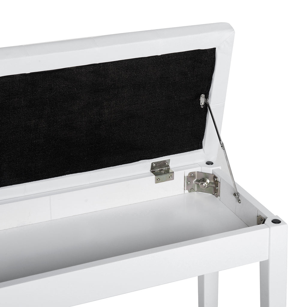 Piano Bench, Duet Piano Chair with Faux Leather Padded Cushion, White