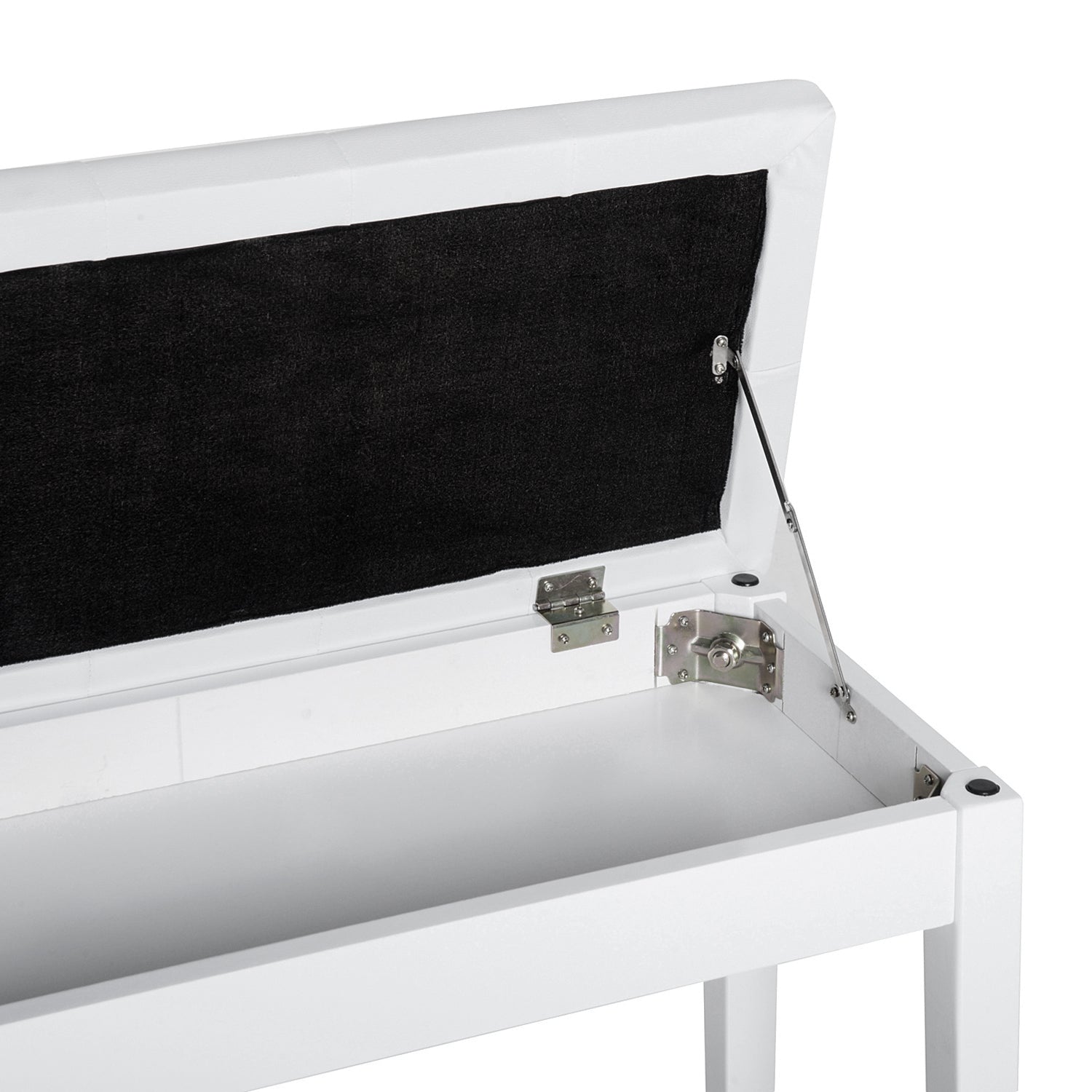 Piano Bench, Duet Piano Chair with Faux Leather Padded Cushion, White