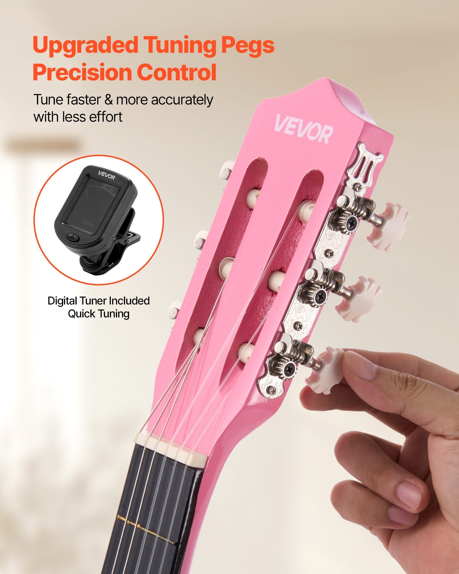 Classical Guitar, 38 Inch, Wood Classical Guitar Starter Kit For Beginners, With Nylon Strings, Gig Bag, Strap, Tuner, Extra Strings, Picks, Capo, Basswood, For Teenagers Adults Students, Pink
