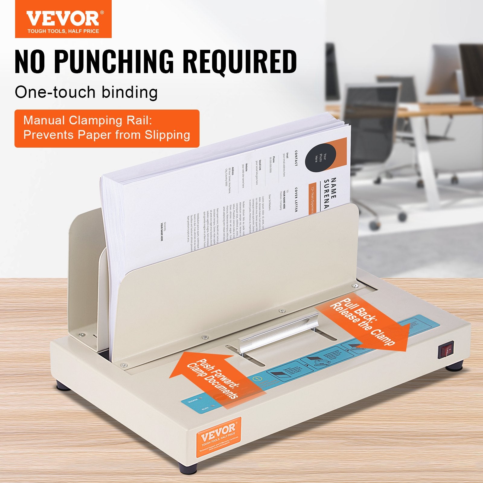 Thermal Binding Machine, 500 Sheets Capacity Book Binding Machine, Thermal Book Binder 50mm Binding Thickness A3(Short Edge)/A4/A5 Document, With Infrared Optical Detection