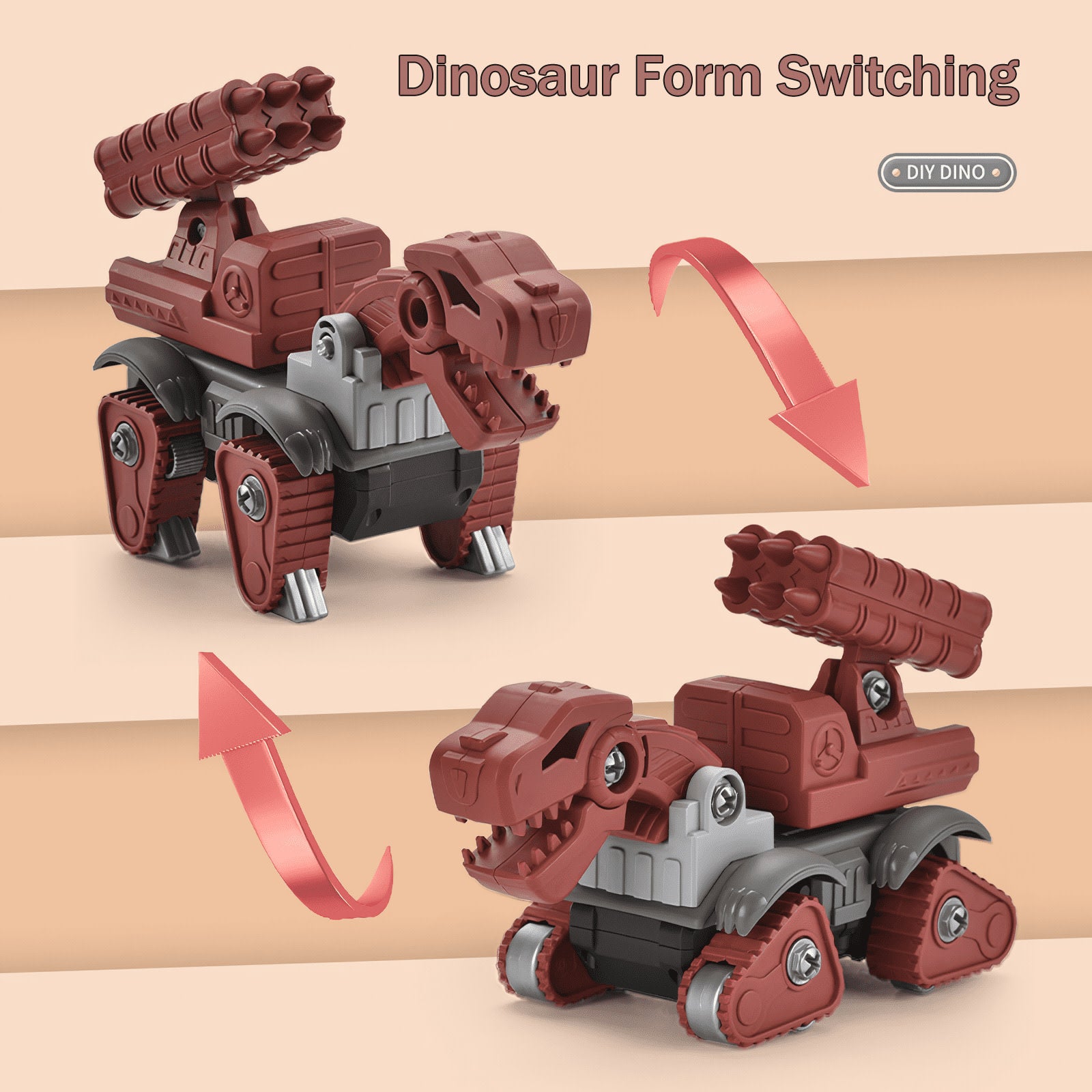 5 Pack Take Apart Dinosaurs, STEM Construction Building Educational Toys