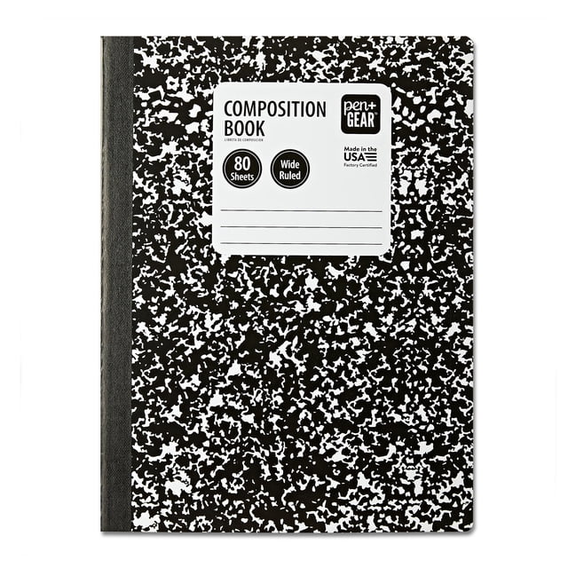 5 Pack Pen + Gear Composition Book Wide Ruled 7.25x9.75 | 80 Sheets