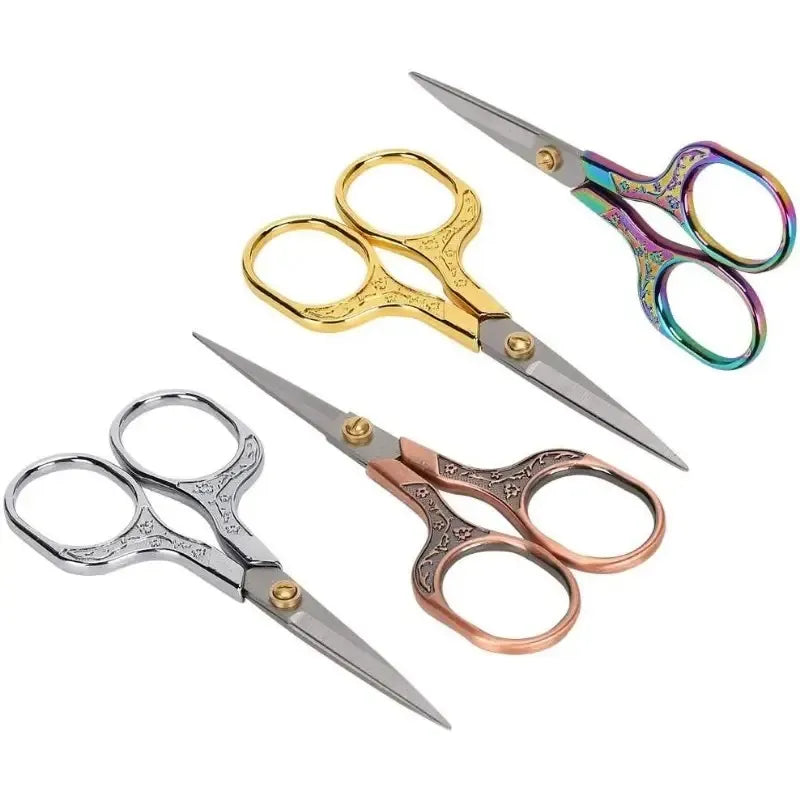 4pcs Plum Blossom Retro Scissors Stainless Steel Wool, Embroidery Scissors