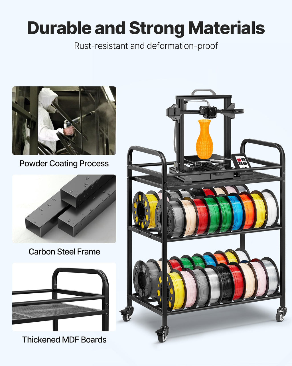 3D Printer Filament Storage Rack, 3 Tier Heavy Duty Storage Shelf ( Shelf Only)