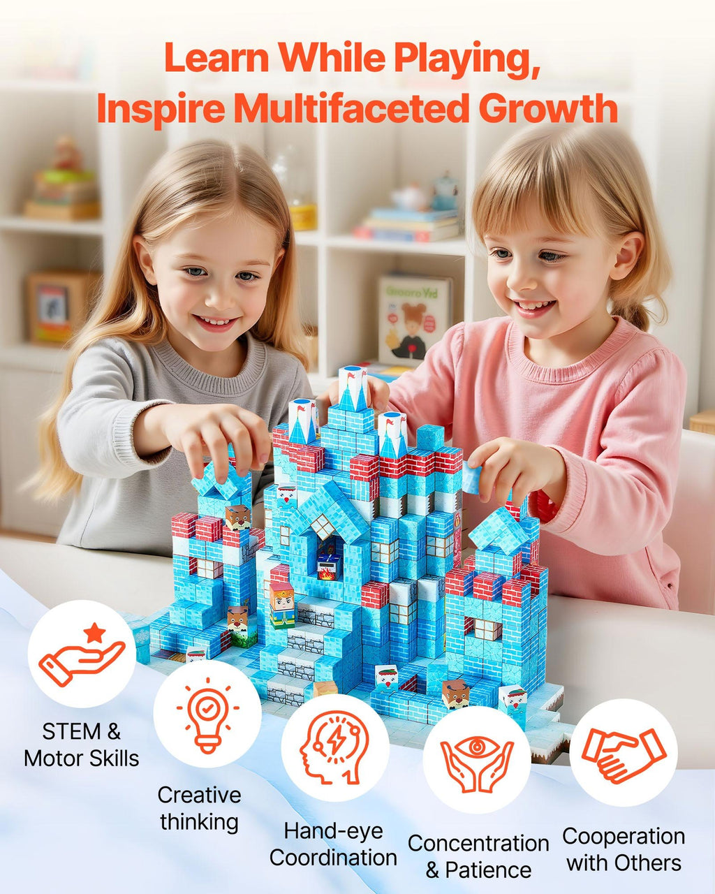 Magnetic Blocks 150 PCS Glacier Castle Set STEM Montessori Sensory EducationalToys