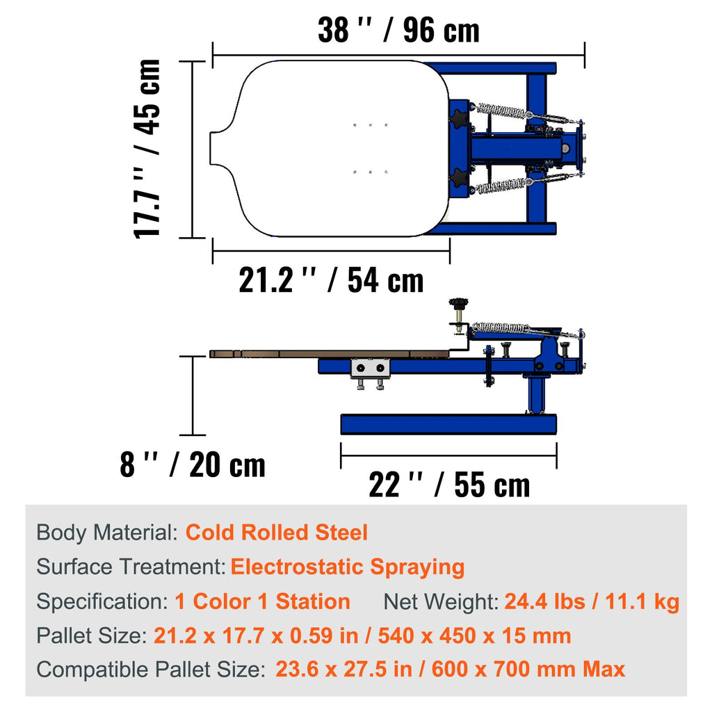 Screen Printing Machine, 1 Color 1 Station Silk Screen Printing Press, 21.2x17.7in