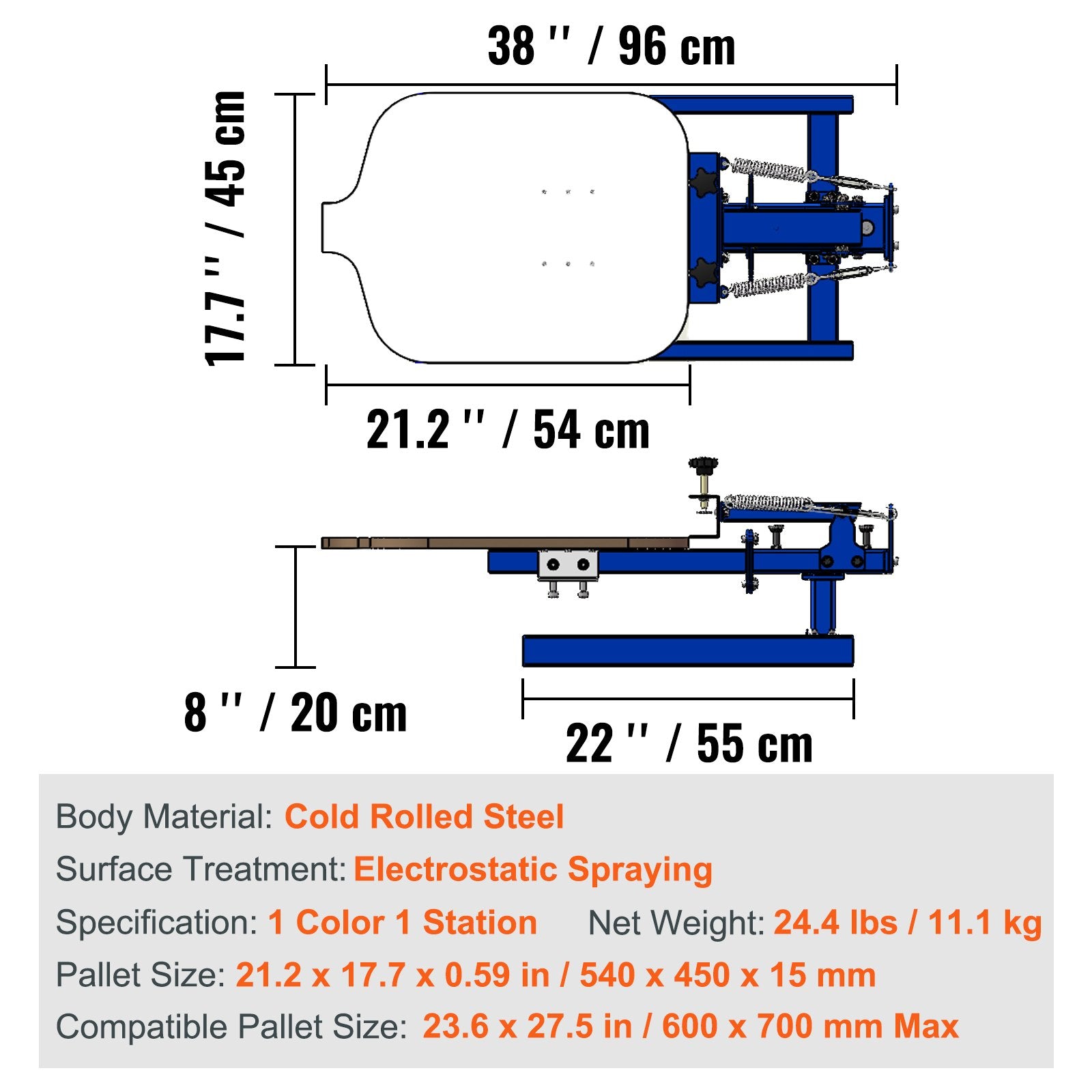 Screen Printing Machine, 1 Color 1 Station Silk Screen Printing Press, 21.2x17.7in
