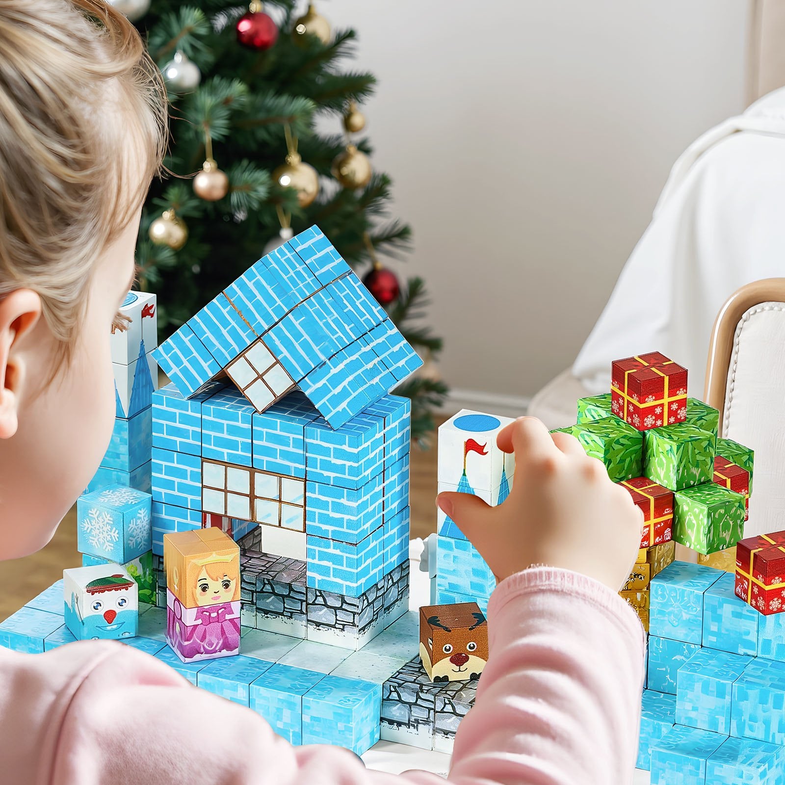 Magnetic Blocks 150 PCS Glacier Castle Set STEM Montessori Sensory EducationalToys