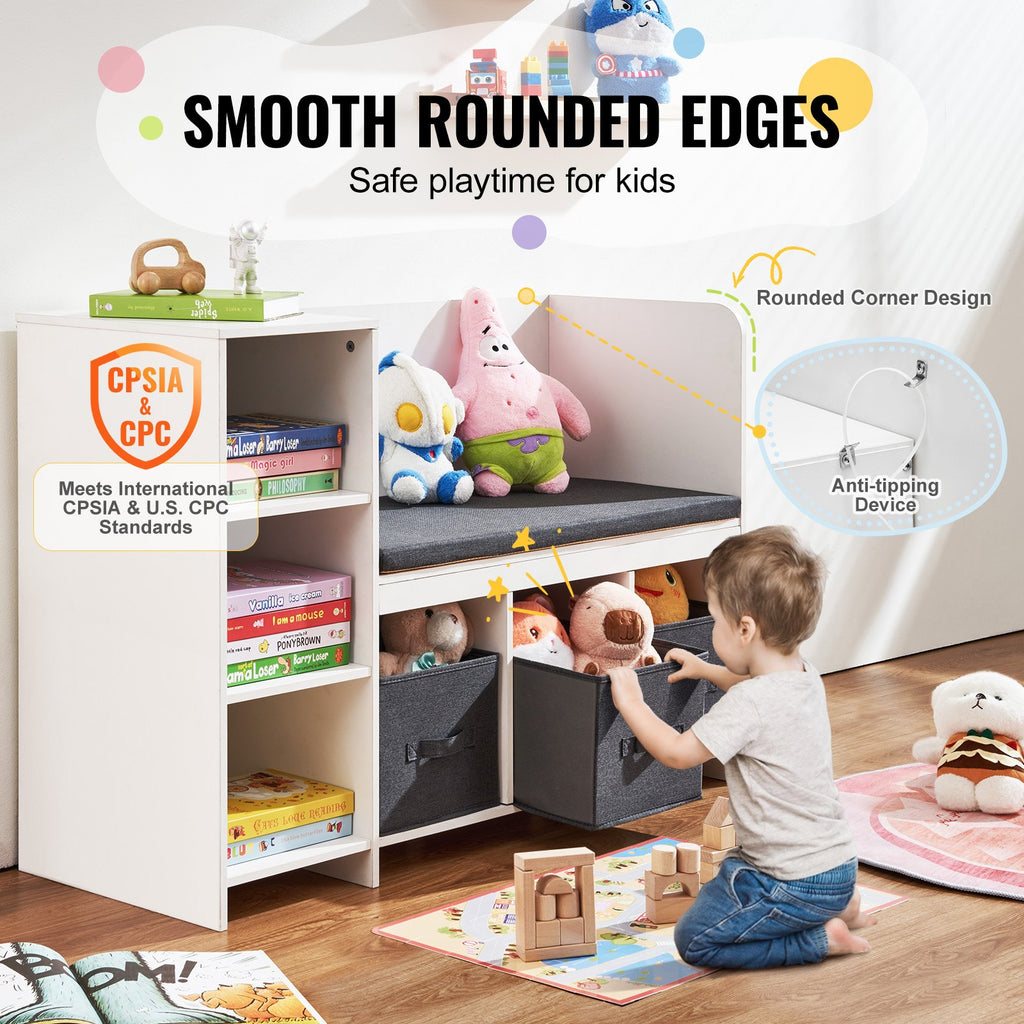 Kids Reading Nook Bench With Storage
