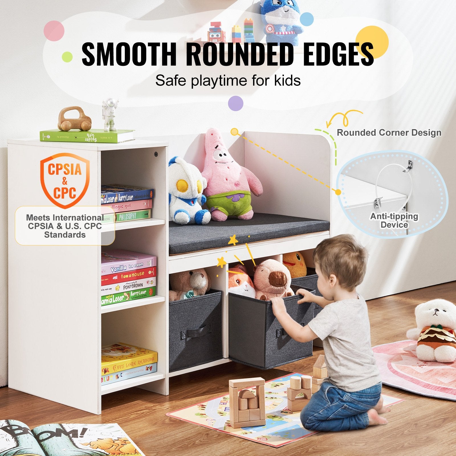 Kids Reading Nook Bench With Storage