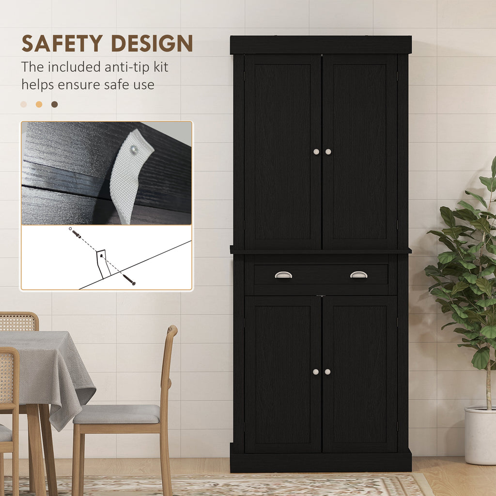 72.5" Storage Cabinet, Black Wood Grain