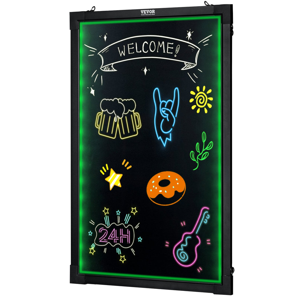 VEVOR LED Message Writing Board, Erasable, Lighted Chalkboard 8 Fluorescent Chalk Markers