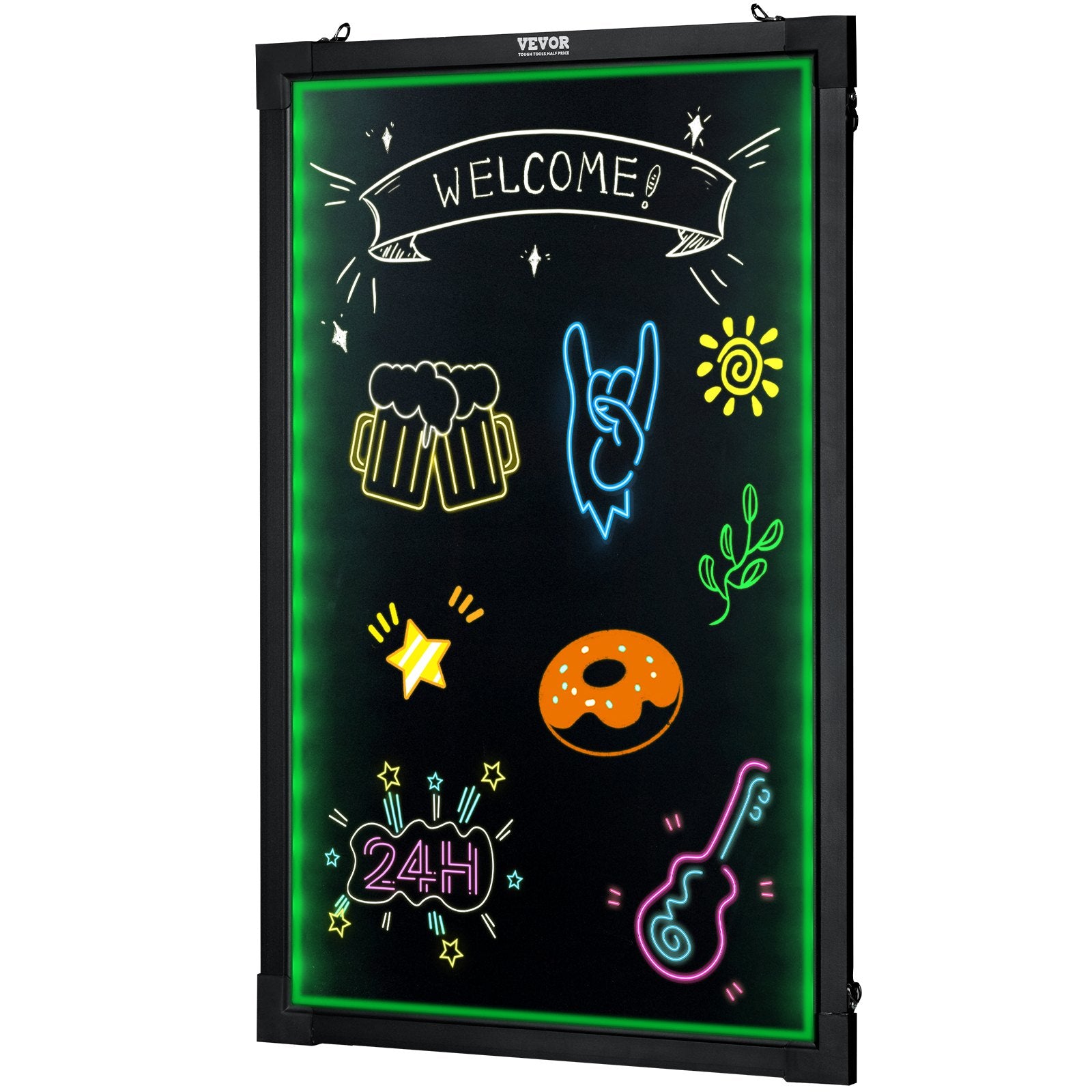 VEVOR LED Message Writing Board, Erasable, Lighted Chalkboard 8 Fluorescent Chalk Markers