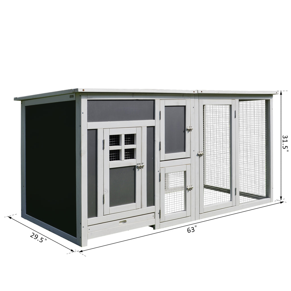 32" Outdoor Open Covered Chicken Coop House with Run and Nesting Box and