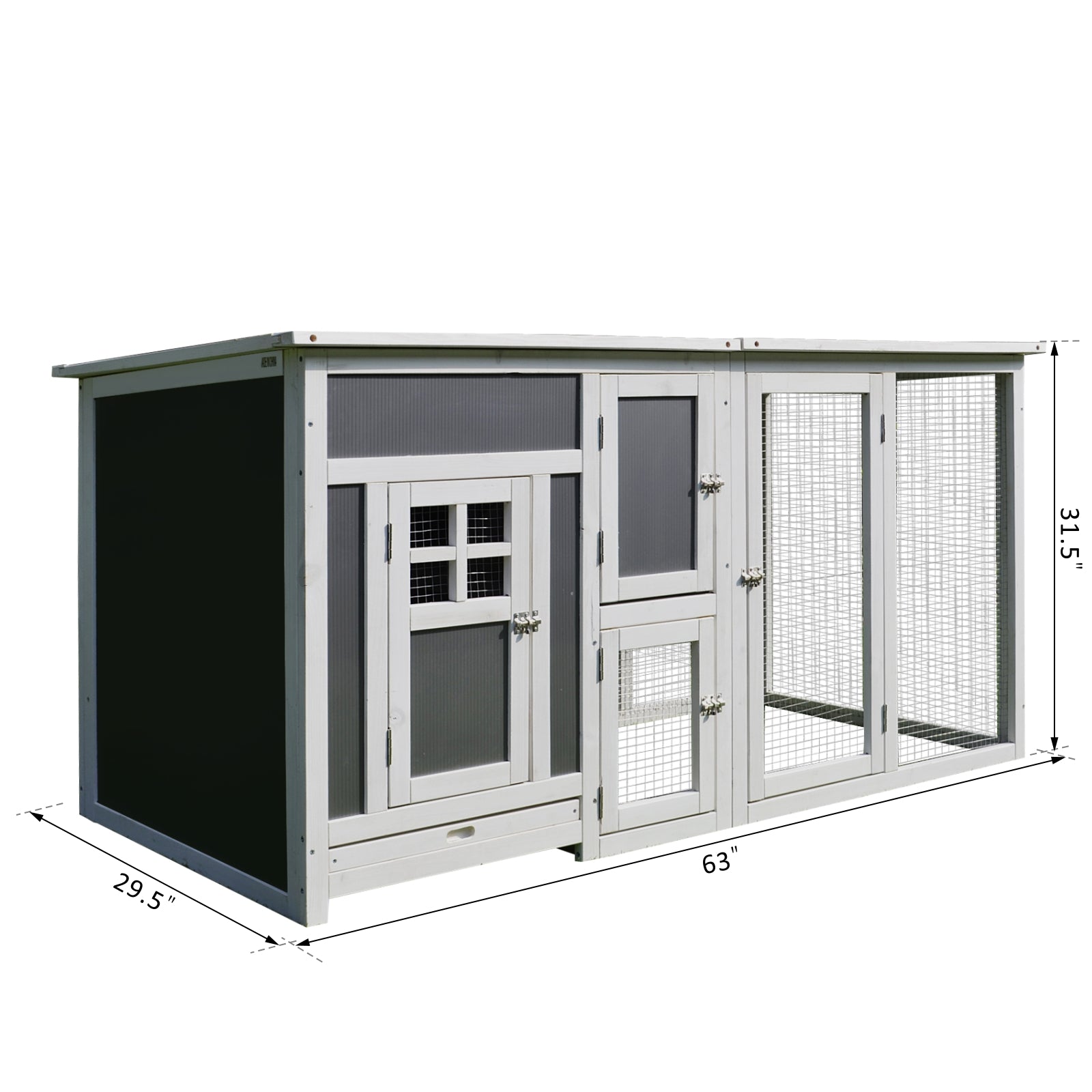 32" Outdoor Open Covered Chicken Coop House with Run and Nesting Box and