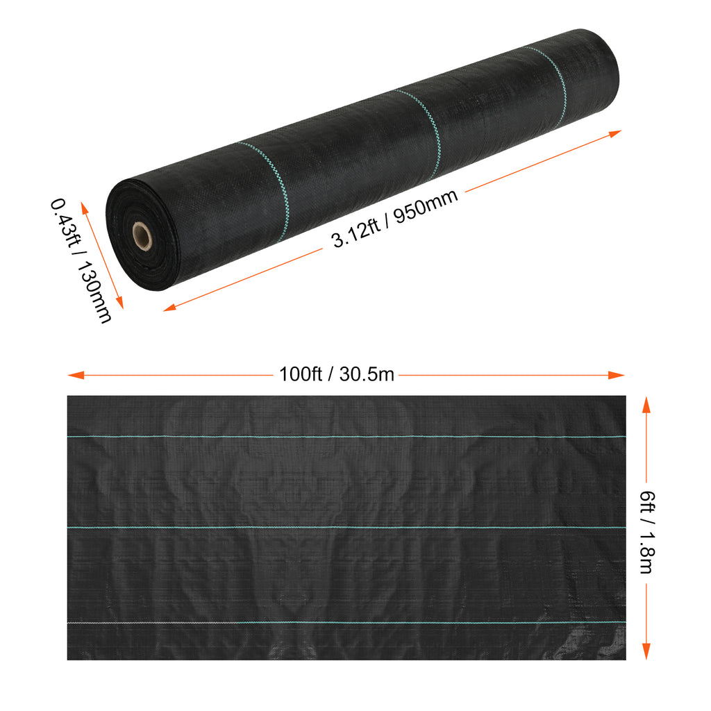 VEVOR 3FTx50FT Premium Heavy Duty Weed Barrier Landscape Fabric
