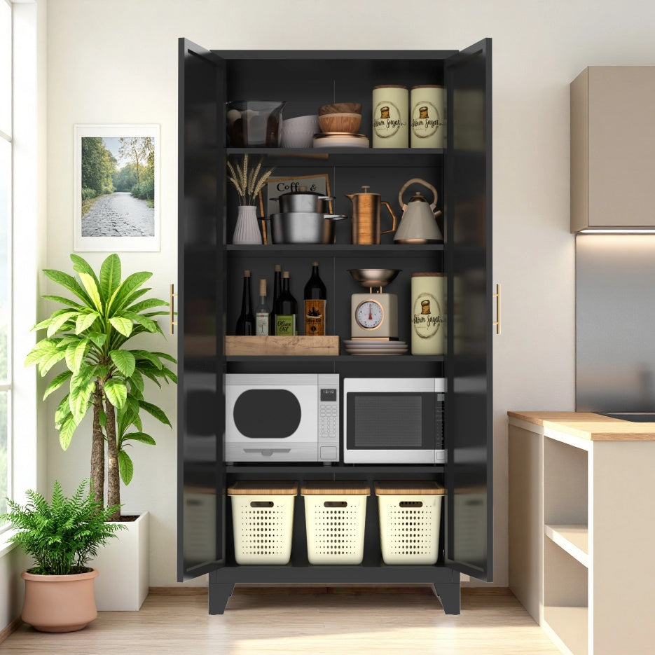 71'' Metal Storage Cabinet With 2 Doors And Adjustable Shelves