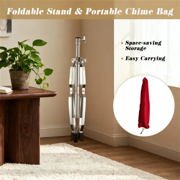36-Tube Single-Row Wind Chime With Adjustable Tripod Stand, Portable Percussion Instrument