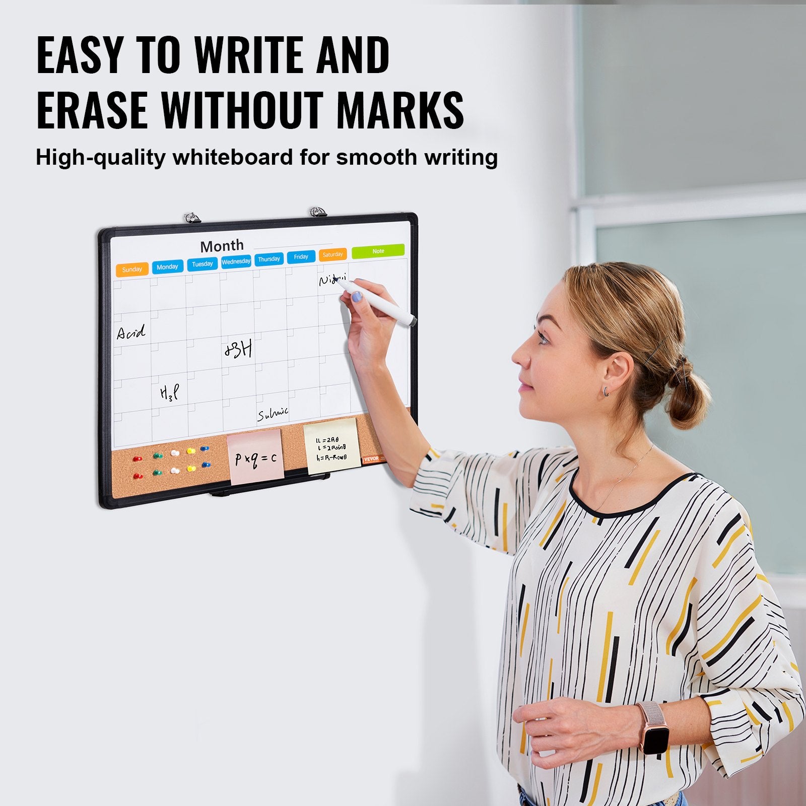 Cork Board For Walls, Double-Sided Cork 24' X 18' Bulletin Board Vision Board, Push Pin Board With Frame
