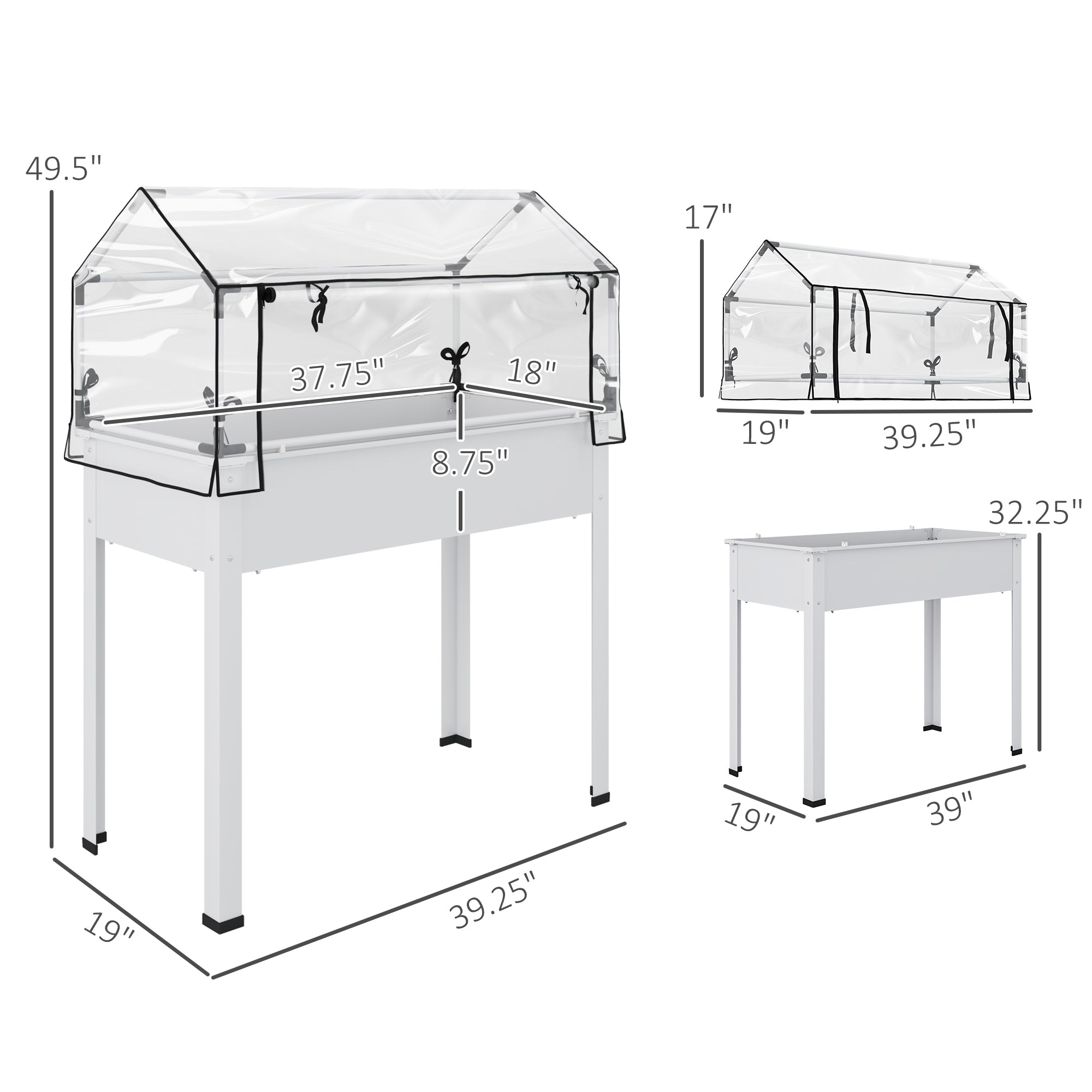 Elevated Garden Box with Greenhouse Cover