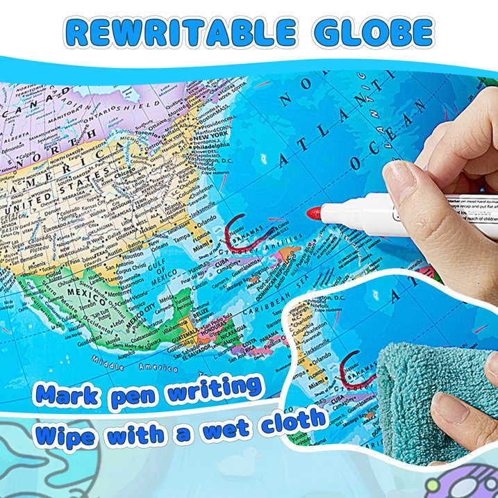 BSHAPPLUS 8" Globe, Globe of the World with Stand