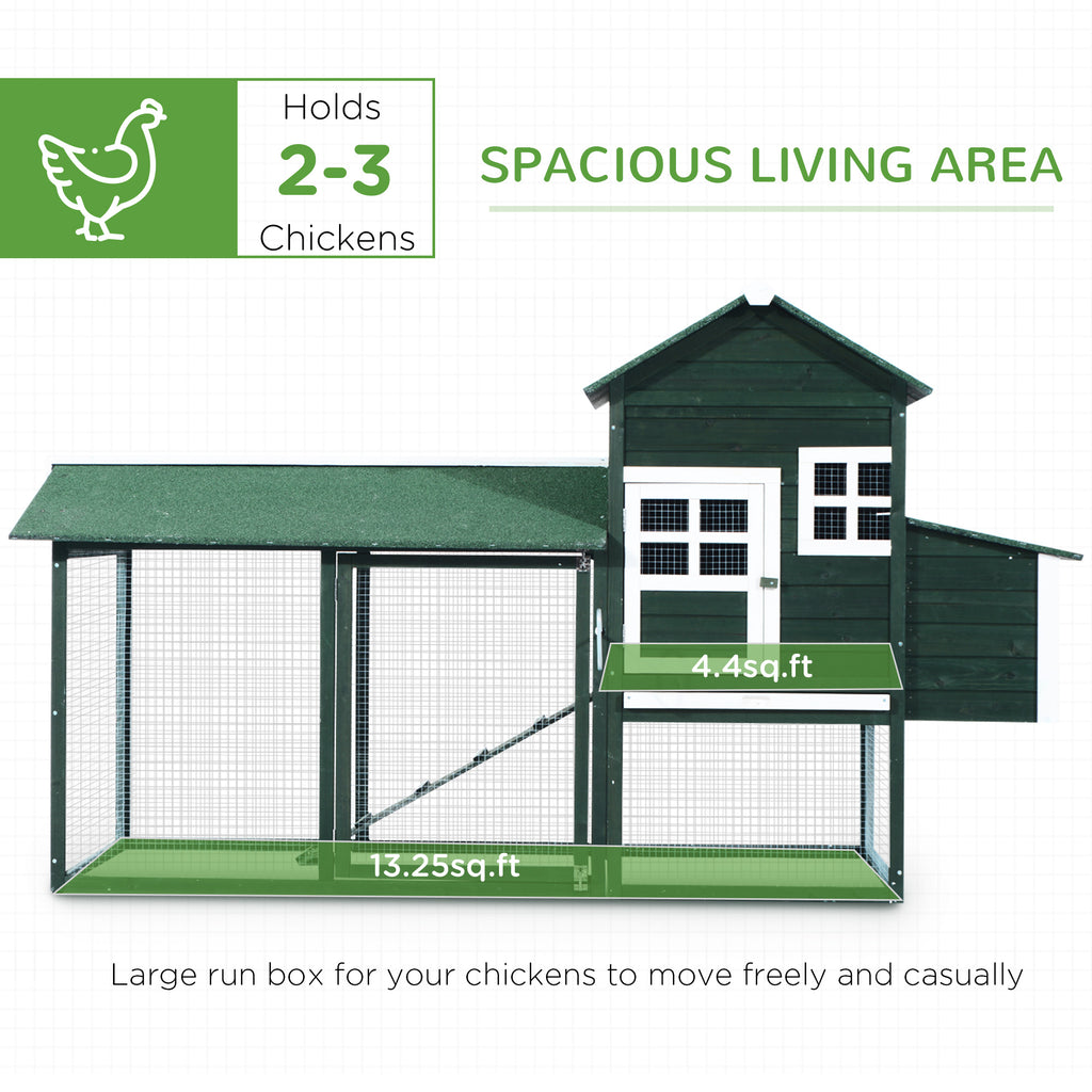 84" Wooden Chicken Coop, Green