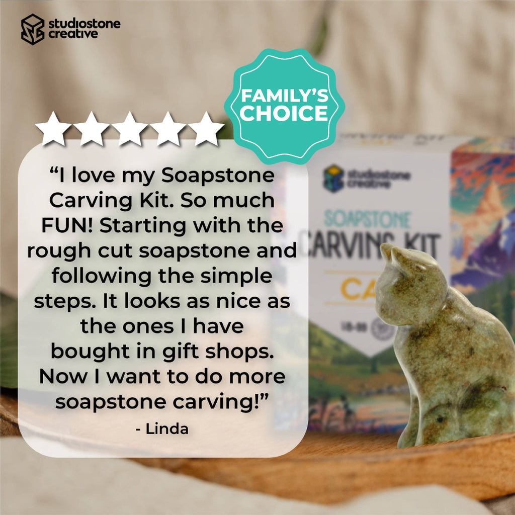Cat Soapstone Carving Kit for Kids