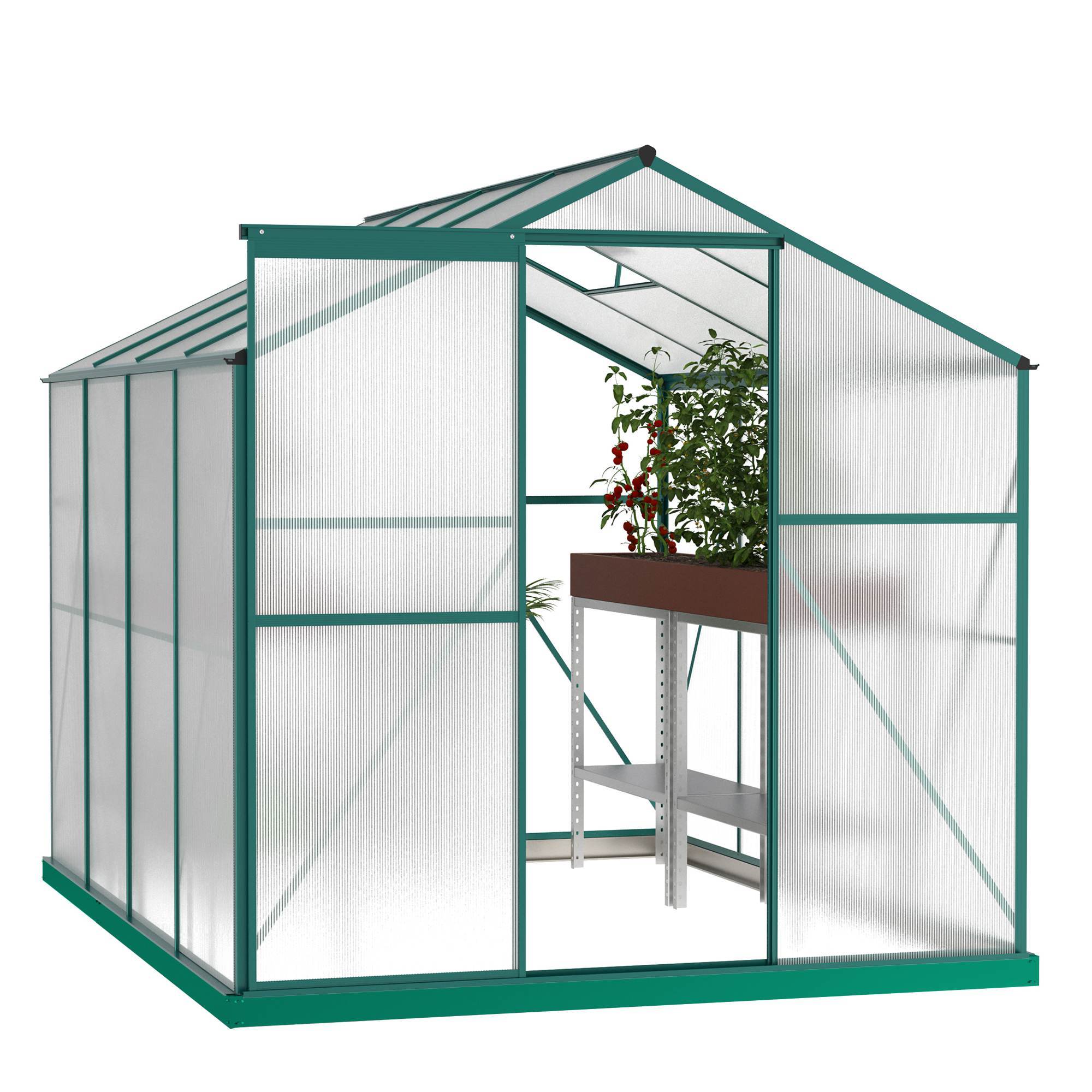Polycarbonate Greenhouse, 6X8 Ft Greenhouse With Roof Vent