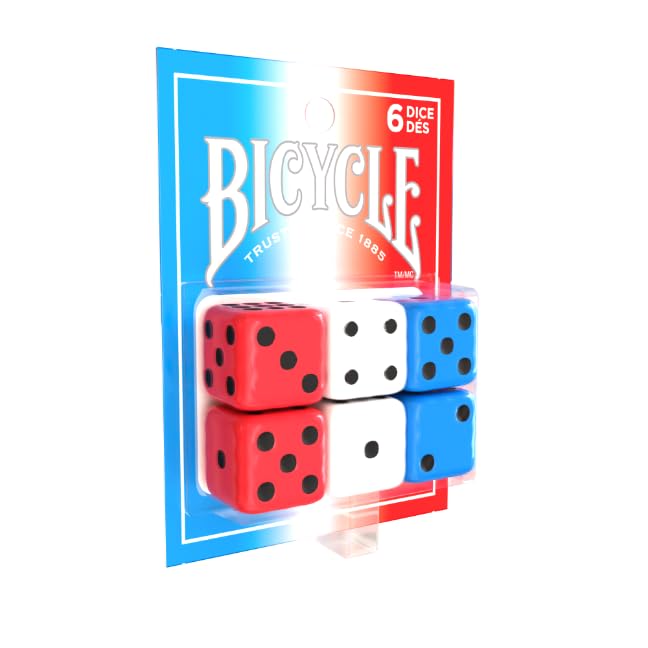 Bicycle 6X Dice Set, Six Sided,16 mm, Games, Manipulatives, Supplies
