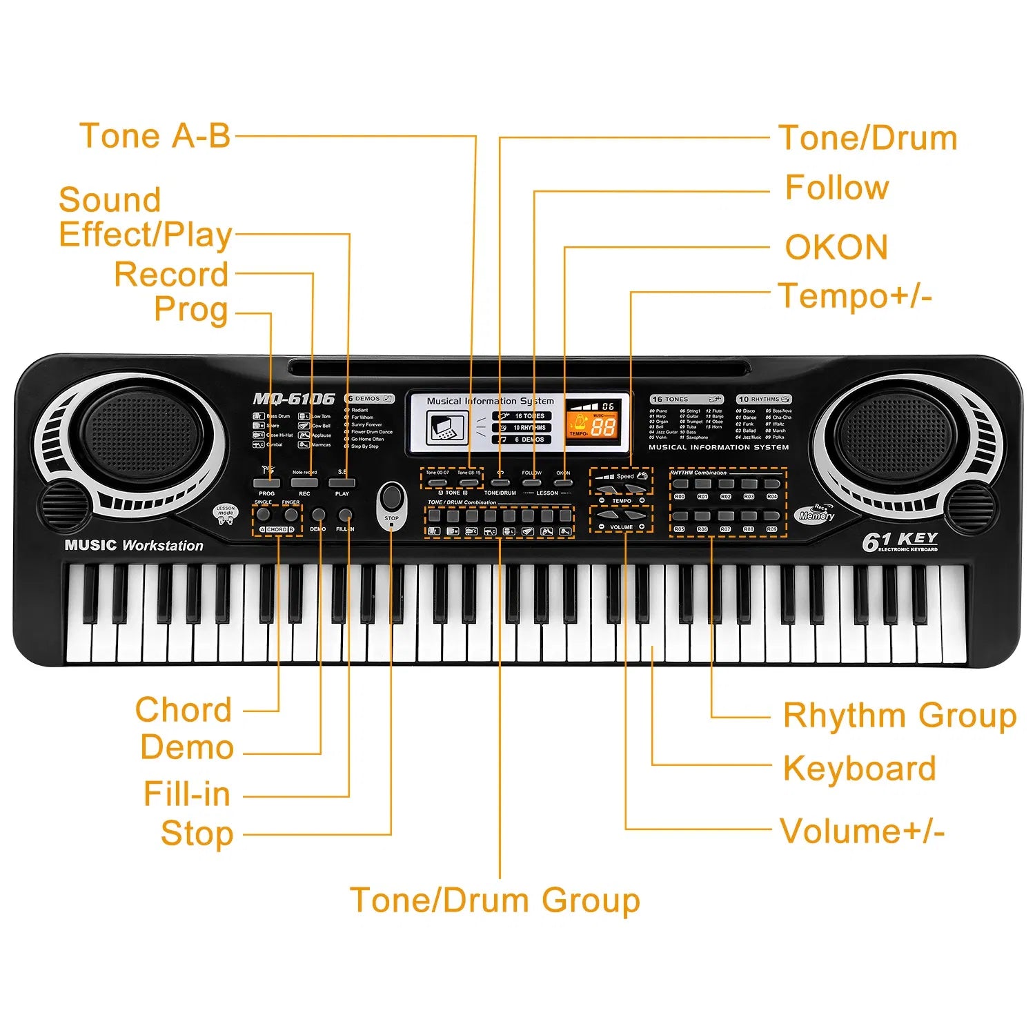 61 Keys Digital Music Electronic Keyboard Electric Piano Musical Instrument Kids Learning Keyboard W Microphone For Beginners Kids Girls Boys Adults