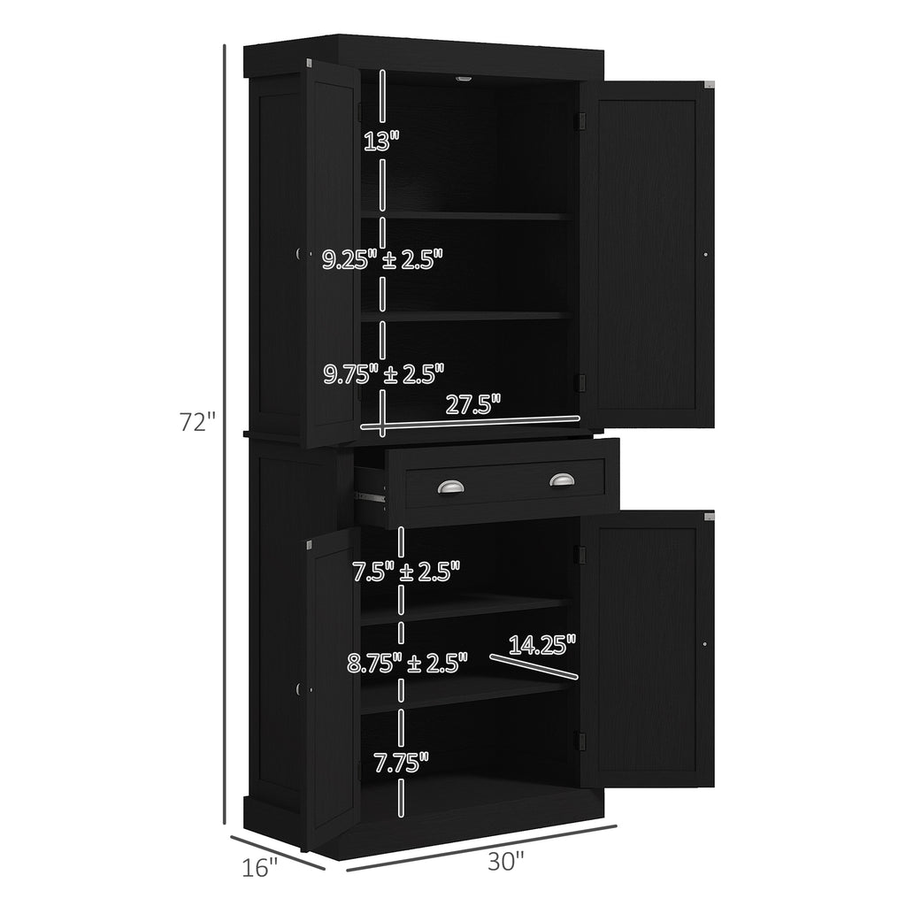72.5" Storage Cabinet, Black Wood Grain
