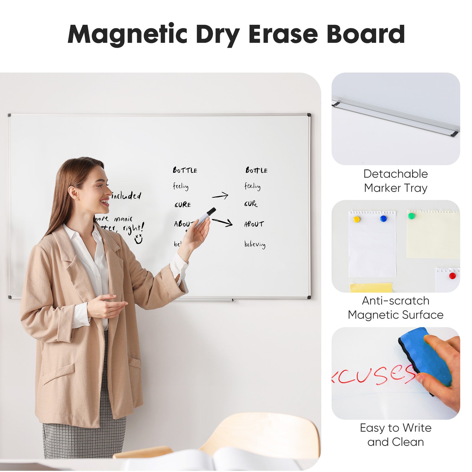 Magnetic Dry Erase Board  36 X 24 Inches